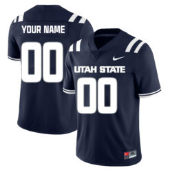 Custom Utah State Aggies Football Navy Home Jersey - All Stitched