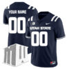 Custom Utah State Aggies Football Navy Home Jersey w/ MWC Patch - All Stitched
