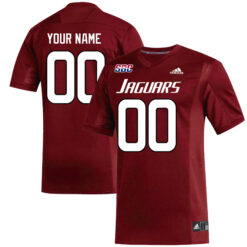Custom South Alabama Jaguars Football Red Alternate Jersey w/ SBC Patch - All Stitched