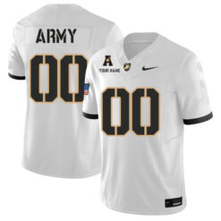 Custom Army Black Knights Football White Away Jersey w/ AAC Patch - All Stitched