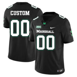 Custom Marshall Thundering Herd Football Black Alternate Jersey w/ SBC Patch - All Stitched