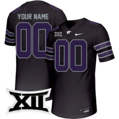 Custom Kansas State Wildcats Football Black Untouchable Jersey w/ XII Patch - All Stitched