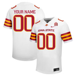 Custom Iowa State Cyclones Football White Away Jersey - All Stitched