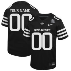Custom Iowa State Cyclones Football Black Alternate Jersey - All Stitched