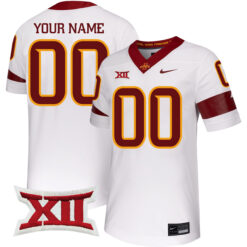 Custom Iowa State Cyclones Football White Untouchable Jersey w/ XII Patch - All Stitched