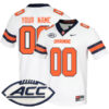 Custom Syracuse Orange Football White Away Game Jersey w/ ACC Patch - All Stitched