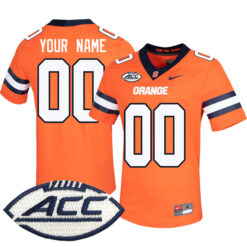 Custom Syracuse Orange Football Orange Alternate Game Jersey w/ ACC Patch - All Stitched