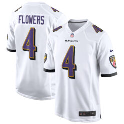 Zay Flowers Baltimore Ravens White Away Game Jersey - All Stitched