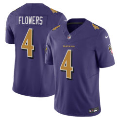 Zay Flowers Baltimore Ravens Purple Alternate Vapor F.U.S.E Limited Jersey - All Stitched
