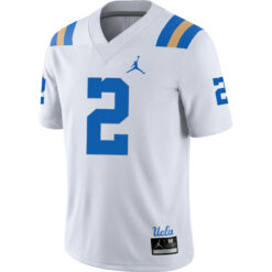 Alternative view of Andre Jordan Jr. UCLA Bruins Football White Away Jersey - All Stitched