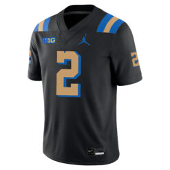 Alternative view of Andre Jordan Jr. UCLA Bruins Football Black Alternate Jersey w/ B1G Patch - All Stitched