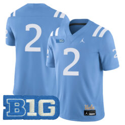 Andre Jordan Jr. UCLA Bruins Football Light Blue Alternate Jersey w/ B1G Patch - All Stitched