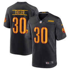 Austin Ekeler Washington Commanders Black Game Jersey - All Stitched