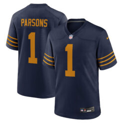 Micah Parsons Green Bay Packers Navy 1923 Classic Game Jersey - All Stitched