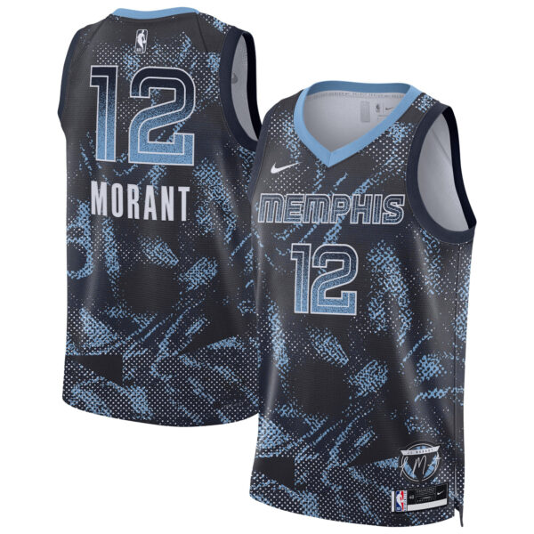 Ja Morant Memphis Grizzlies Navy 2025/26 Select Series Jersey - All Stitched