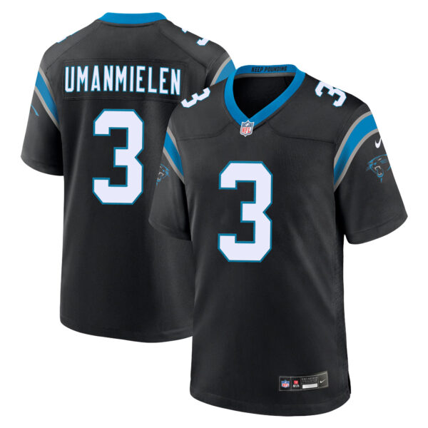 Princely Umanmielen Carolina Panthers Black Home Game Jersey - All Stitched