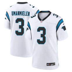 Princely Umanmielen Carolina Panthers White Road Game Jersey - All Stitched