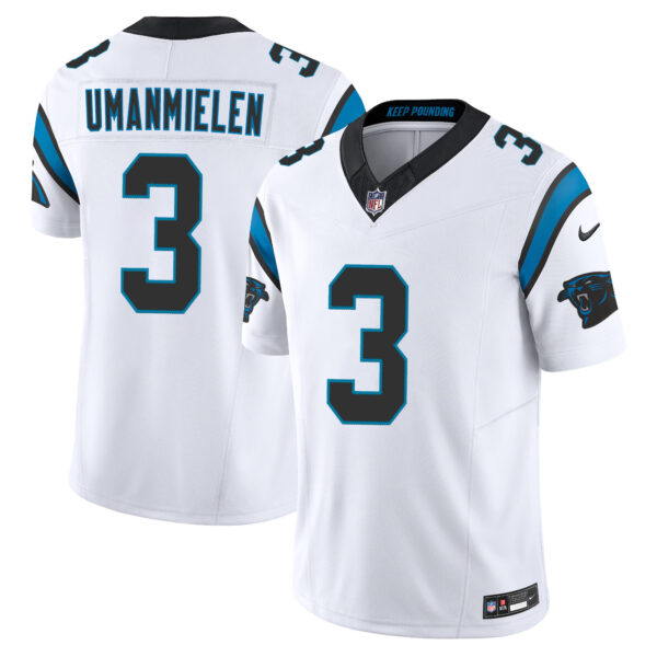 Princely Umanmielen Carolina Panthers White Road Vapor F.U.S.E Limited Jersey - All Stitched