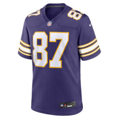 Alternative view of T.J. Hockenson Minnesota Vikings Purple Classic Game Jersey - All Stitched