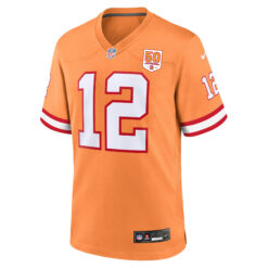 Alternative view of Tom Brady Tampa Bay Buccaneers 50th Season Orange Throwback Game Jersey - All Stitched