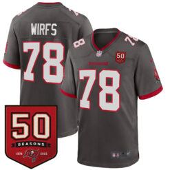 Tristan Wirfs Tampa Bay Buccaneers 50th Season Pewter Alternate Game Jersey - All Stitched