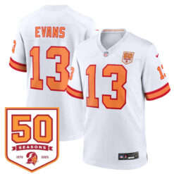 Mike Evans Tampa Bay Buccaneers 50th Season White '76 Game Jersey - All Stitched