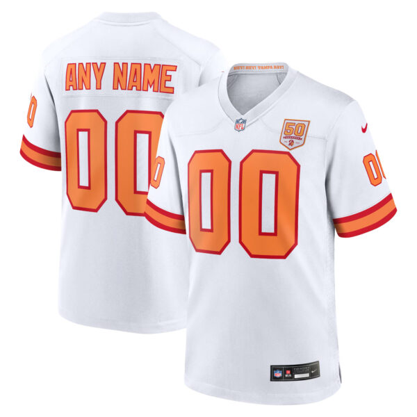 Custom Tampa Bay Buccaneers 50th Season White '76 Game Jersey - All Stitched