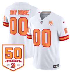 Custom Tampa Bay Buccaneers 50th Season White '76 Vapor F.U.S.E Limited Jersey - All Stitched
