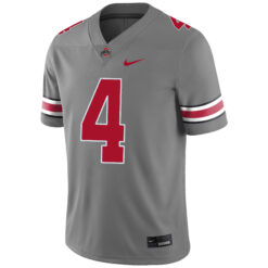 Alternative view of Jeremiah Smith Ohio State Buckeyes Football Grey Game Jersey - All Stitched