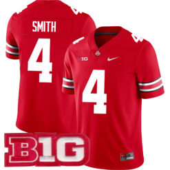 Jeremiah Smith Ohio State Buckeyes Football Scarlet Game Jersey w/ B1G Patch - All Stitched