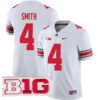 Jeremiah Smith Ohio State Buckeyes Football White Game Jersey w/ B1G Patch - All Stitched