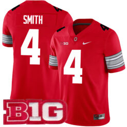 Jeremiah Smith Ohio State Buckeyes Football Scarlet Alternate Game Jersey w/ B1G Patch - All Stitched