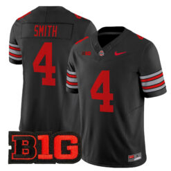 Jeremiah Smith Ohio State Buckeyes Football Black Heritage Stripe Limited Jersey w/ B1G Patch - All Stitched