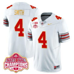 Jeremiah Smith Ohio State Buckeyes Football CFP National Champions White Gold Limited Jersey - All Stitched