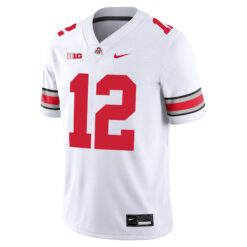 Alternative view of Bryce West Ohio State Buckeyes Football White Game Jersey w/ B1G Patch - All Stitched