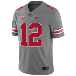 Alternative view of Bryce West Ohio State Buckeyes Football Grey Game Jersey w/ B1G Patch - All Stitched