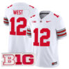 Bryce West Ohio State Buckeyes Football White Heritage Stripe Limited Jersey w/ B1G Patch - All Stitched