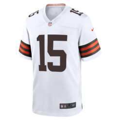 Alternative view of Joe Flacco Cleveland Browns White Away Game Jersey - All Stitched