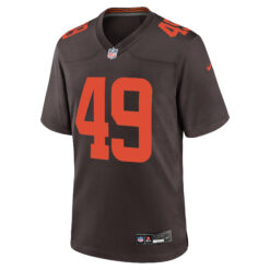 Alternative view of Carson Schwesinger Cleveland Browns Brown Alternate Game Jersey - All Stitched