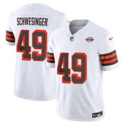 Carson Schwesinger Cleveland Browns White 1946 Throwback Vapor F.U.S.E Limited Jersey - All Stitched