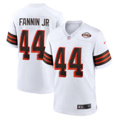 Harold Fannin Jr Cleveland Browns White 1946 Throwback Game Jersey - All Stitched