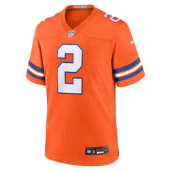 Alternative view of Patrick Surtain II Denver Broncos Orange Mile High Collection 1977 Throwback Game Jersey - All Stitched
