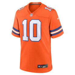 Alternative view of Bo Nix Denver Broncos Orange Mile High Collection 1977 Throwback Game Jersey - All Stitched