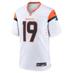 Alternative view of Marvin Mims Jr Denver Broncos White Away Game Jersey - All Stitched