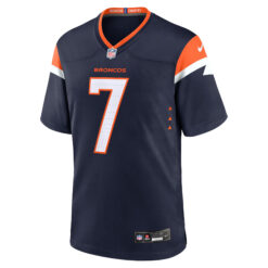 Alternative view of John Elway Denver Broncos Navy Alternate Game Jersey - All Stitched