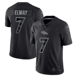 John Elway Denver Broncos Black RFLCTV Limited Jersey - All Stitched