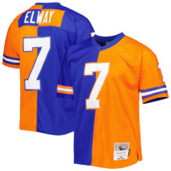 John Elway Denver Broncos Royal Orange Split Throwback Jersey - All Stitched