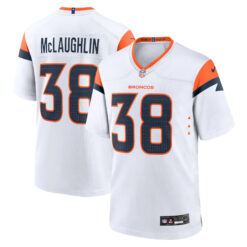 Jaleel McLaughlin Denver Broncos White Away Game Jersey - All Stitched
