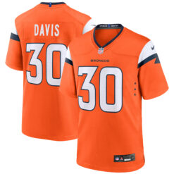 Terrell Davis Denver Broncos Orange Home Game Jersey - All Stitched