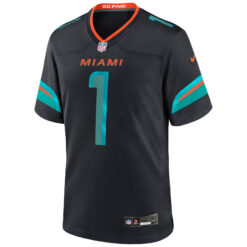 Alternative view of Tua Tagovailoa Miami Dolphins Pitch Blue 2025 Rivalries Collection Game Jersey - All Stitched